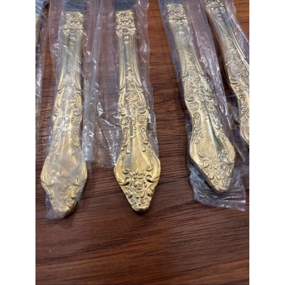 New Barclay Geneve Golden Crown Royale Weighted Flatware Silverware Set of 48